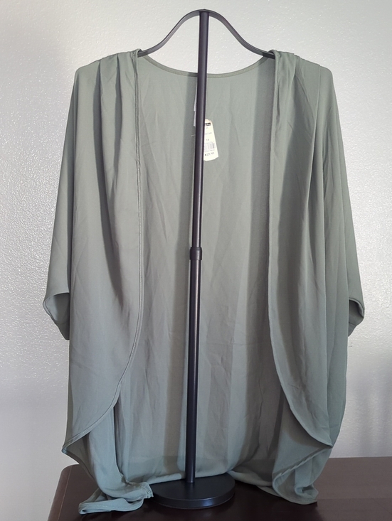 Haute Fox Tops - Haute Fox Cozy Fox Sheer Cardigan in Green Size 1X